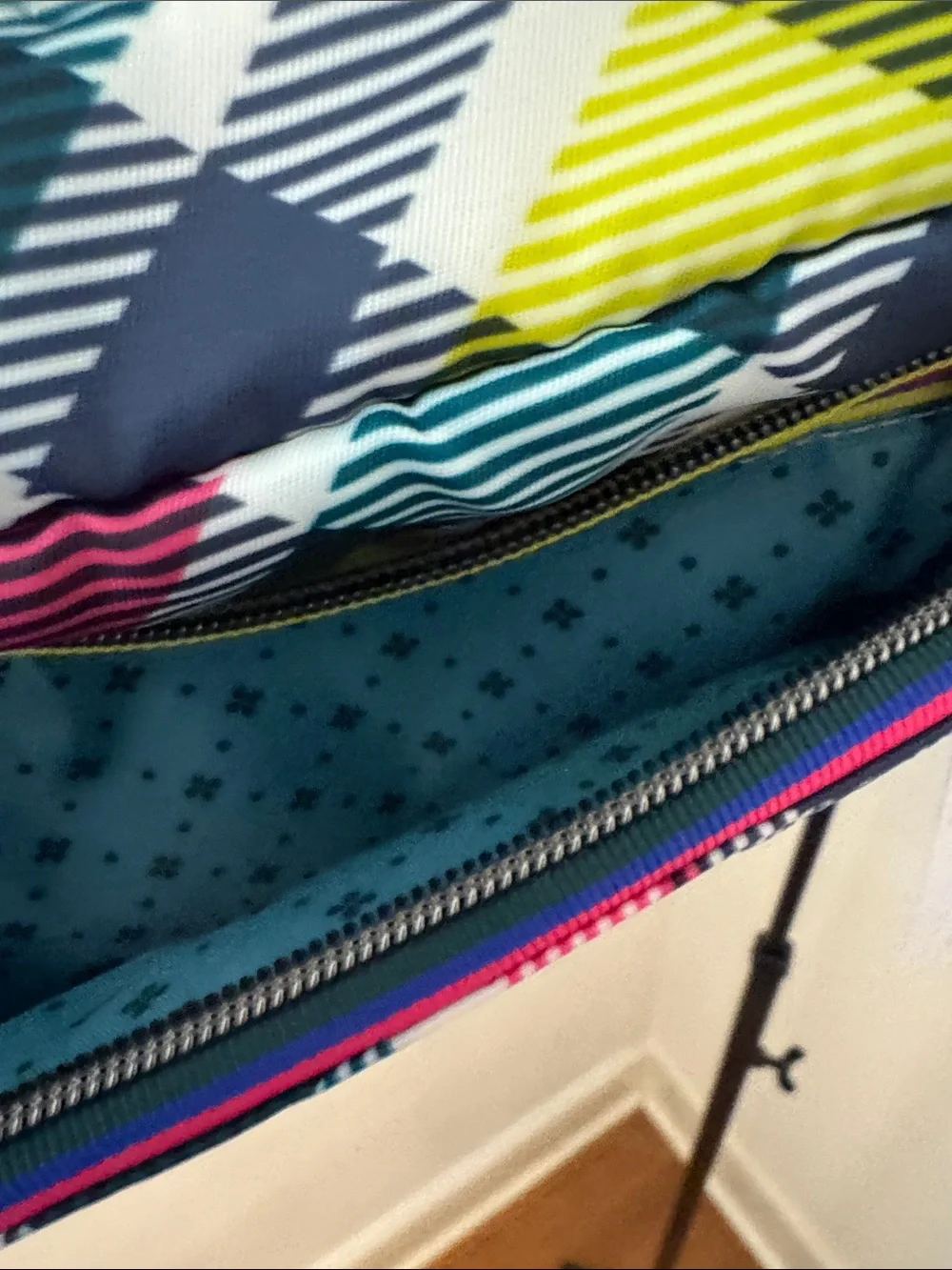 LUG playful plaid Bumper Quilted  Cosmetic Pouch with side carry handle